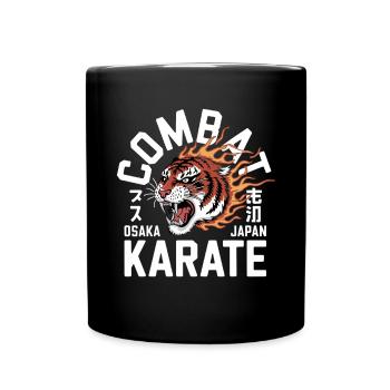 Kampfkunst Tiger - Combat Karate Osaka Japan Motiv - Tasse einfarbig - Schwarz - Vorne