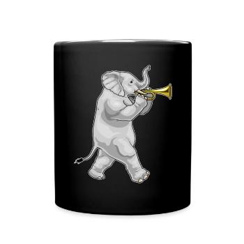 Elefant Musiker Trompete Musik - Tasse einfarbig - Schwarz - Vorne