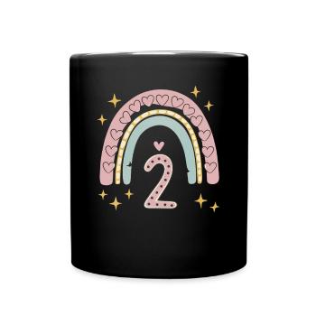 Coeur mignon 2e anniversaire et design arc-en-ciel - Mug uni - noir - Devant