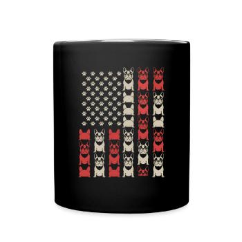 French Bulldogs Flag Dog Paws Pattern - Full Colour Mug - black - Front