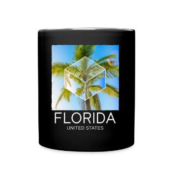 Florida USA Miami America Summer Palm Trees Beach - Full Colour Mug - black - Front