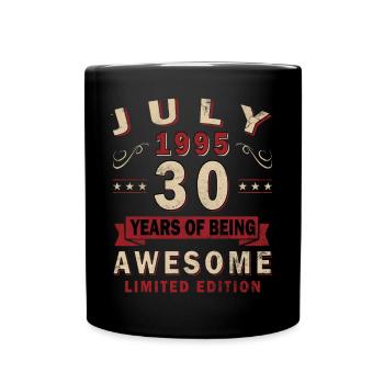 Vintage July 1995 Vintage Retro Birthday - Full Colour Mug - black - Front