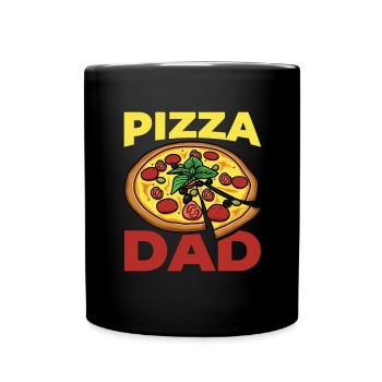 Lustiger Pizza Vater - Tasse einfarbig - Schwarz - Vorne
