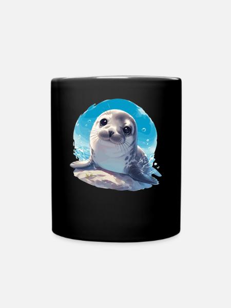 Robben Robbe - Tasse einfarbig - Schwarz