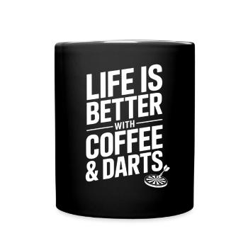 Coffee and Darts Saying Darts Player - Full Colour Mug - black - Front