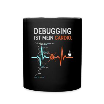 Debugging is my cardio - computer nerd - Full Colour Mug - black - Front