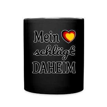 Mein Herz schlägt daheim – Schwarz-Rot-Gold - Tasse einfarbig - Schwarz - Vorne
