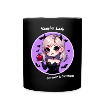 Cute Vampire Lady Kawaii Helloween Girl Devil - Full Colour Mug - black - Front