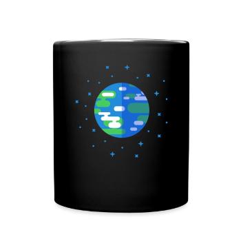 Earth Kurzgesagt - Planet Erde Minimalistisch - Tasse einfarbig - Schwarz - Vorne
