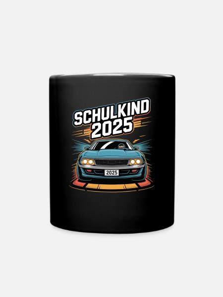 Einschulung Auto Schulkind 2025 Junge Rennauto - Tasse einfarbig - Schwarz