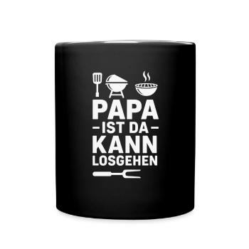 PAPA IST DA KANN LOSGEHEN GRILLMEISTER PAPA - Tasse einfarbig - Schwarz - Vorne