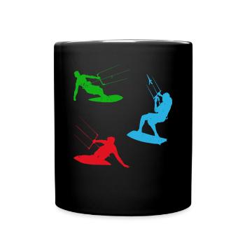 Watersports Kiteboarding Kitesurfer Kitesurfing - Tasse einfarbig - Schwarz - Vorne
