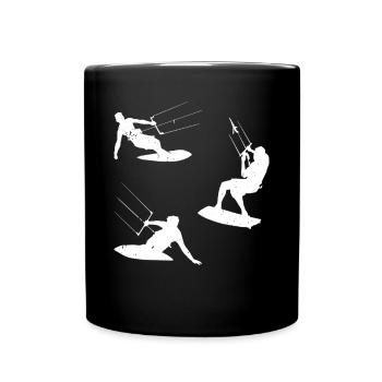 Kitesurfing Watersports Kiteboarding Kitesurfer - Tasse einfarbig - Schwarz - Vorne