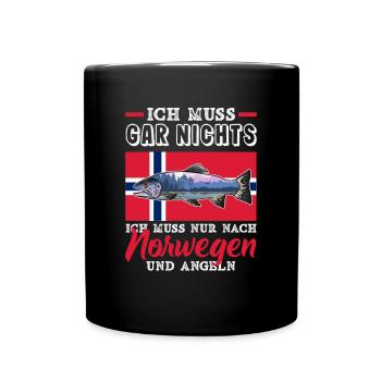 Norway Fishing Saying Funny Design - Full Colour Mug - black - Front