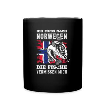 Norvège Pêche Dire Drôle Design - Mug uni - noir - Devant
