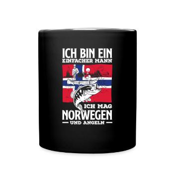 Norwegen Angeln Spruch Lustiges Design - Tasse einfarbig - Schwarz - Vorne