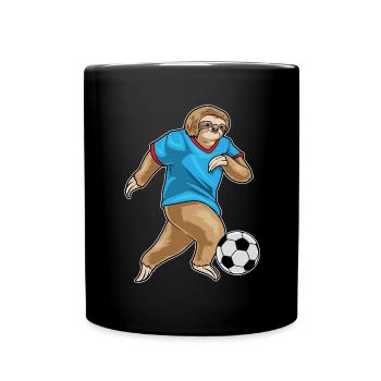 Faultier Fußballspieler Fußball - Tasse einfarbig - Schwarz - Vorne