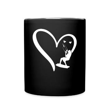 Kitesurfing Watersports Kiteboarding Heart - Tasse einfarbig - Schwarz - Vorne