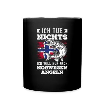 Norwegen Angeln Spruch Lustiges Design - Tasse einfarbig - Schwarz - Vorne