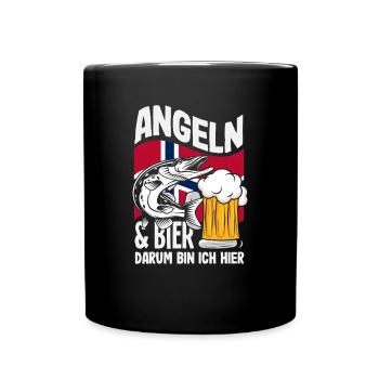 Norwegen Angeln Spruch Lustiges Design - Tasse einfarbig - Schwarz - Vorne