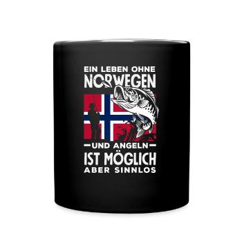 Norwegen Angeln Spruch Lustiges Design - Tasse einfarbig - Schwarz - Vorne