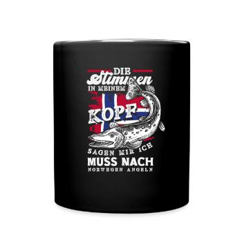 Norwegen Angeln Spruch Lustiges Design - Tasse einfarbig - Schwarz - Vorne