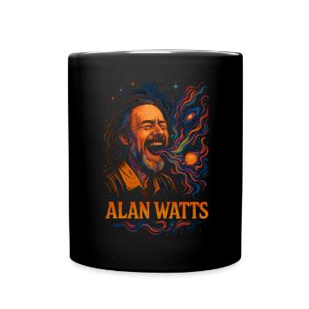 Alan Watts Kosmisches Lach-T-Shirt - Tasse einfarbig - Schwarz - Vorne