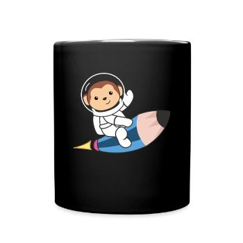 Cute Space Monkey Astronauts Universe - Full Colour Mug - black - Front