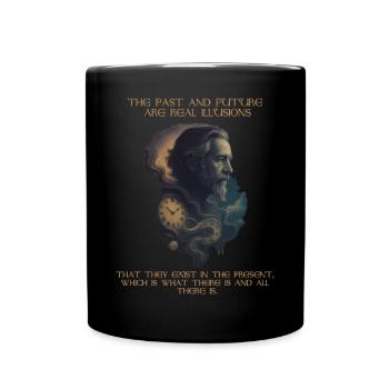 Alan Watts Zeit Zitat Kunst - Tasse einfarbig - Schwarz - Vorne