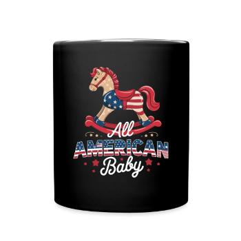 All American Baby Rocking Horse Design - Full Colour Mug - black - Front