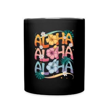 Aloha Tropical Flowers Color Splendor - Full Colour Mug - black - Front