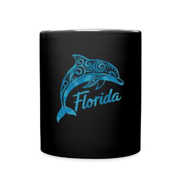 Florida Delfin Tribal Kunst - Tasse einfarbig - Schwarz - Vorne
