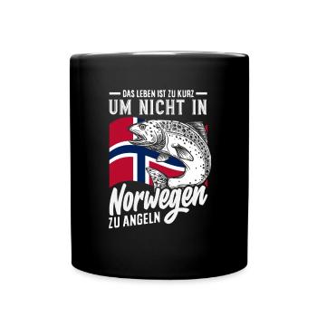 Norwegen Angeln Spruch Lustiges Design - Tasse einfarbig - Schwarz - Vorne