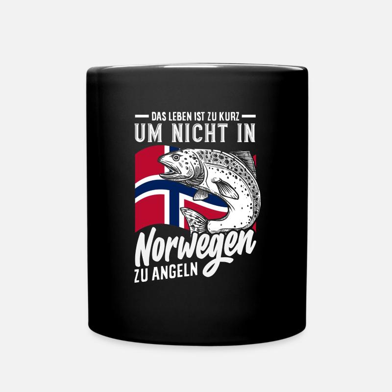 Norwegen Angeln Spruch Lustiges Design - Tasse einfarbig - Schwarz