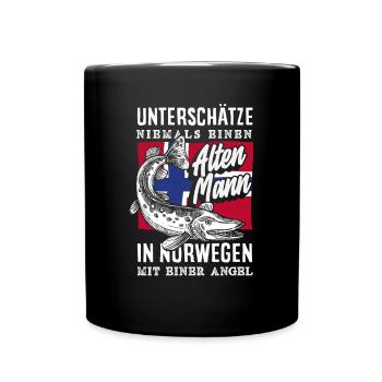 Norwegen Angeln Spruch Lustiges Design - Tasse einfarbig - Schwarz - Vorne