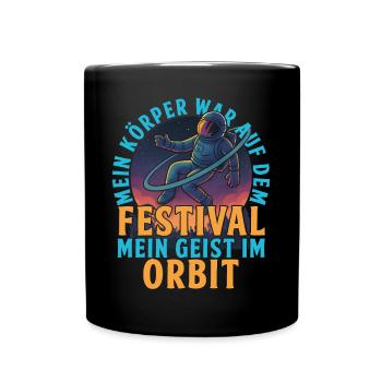 Festival Geist im Orbit Design - Tasse einfarbig - Schwarz - Vorne