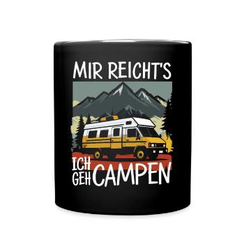 Abenteuerliches Camper-Motiv in Berglandschaft - Tasse einfarbig - Schwarz - Vorne