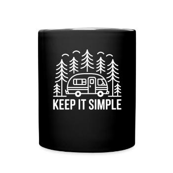 Keep It Simple Zelt Camping Natur Berge Minimalist - Tasse einfarbig - Schwarz - Vorne