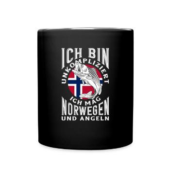 Norwegen Angeln Spruch Lustiges Design - Tasse einfarbig - Schwarz - Vorne