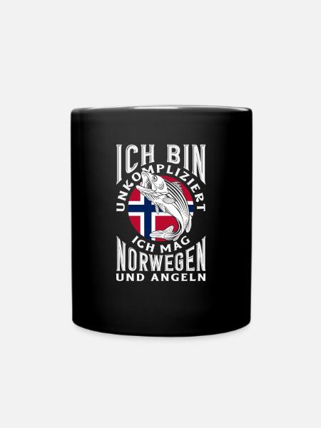 Norwegen Angeln Spruch Lustiges Design - Tasse einfarbig - Schwarz