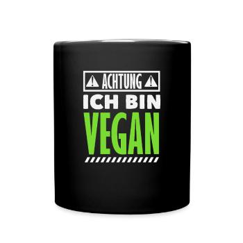 Attention Je suis végétalien Drôle Cadeau végétalien - Mug uni - noir - Devant