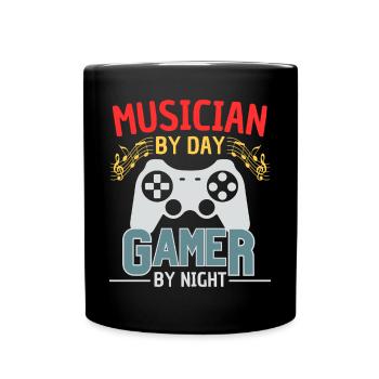 Musiciens le jour, joueurs la nuit - Mug uni - noir - Devant