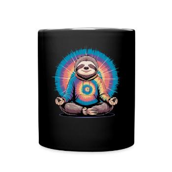 Meditierendes Faultier im Regenbogen-Look - Tasse einfarbig - Schwarz - Vorne