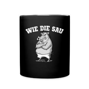 How The Sow Wild Boar Illustration Humorous - Full Colour Mug - black - Front