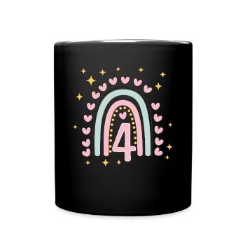 Coeur mignon 4e anniversaire et design arc-en-ciel - Mug uni - noir - Devant