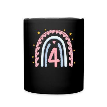 Coeur mignon 4e anniversaire et design arc-en-ciel - Mug uni - noir - Devant