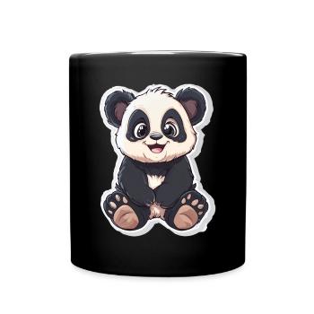 Cute Panda Bear - Full Colour Mug - black - Front