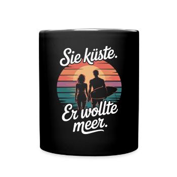 Vous côte Il voulait mer plage amour vague surfeur - Mug uni - noir - Devant