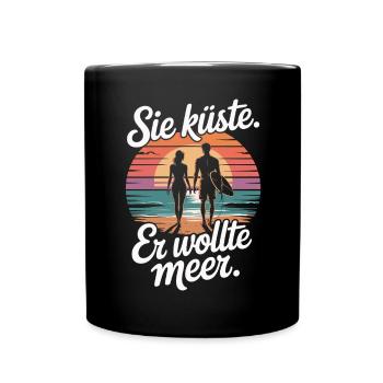 You Coast He Wanted Sea Beach Love Wave Surfer - Full Colour Mug - black - Front