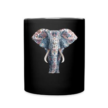 Elephant Proboscis Africa Safari Wilderness Elephant - Full Colour Mug - black - Front